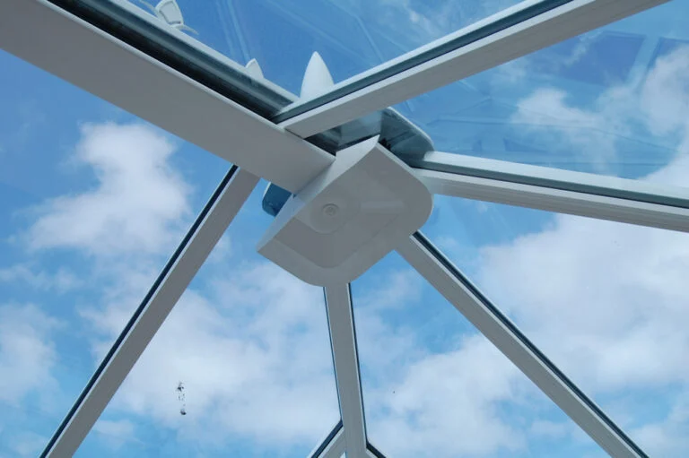 View through the glazed roof of a conservatory