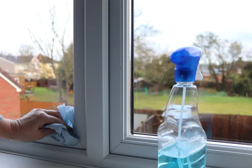 Window and UPVC frame viewed from indoors