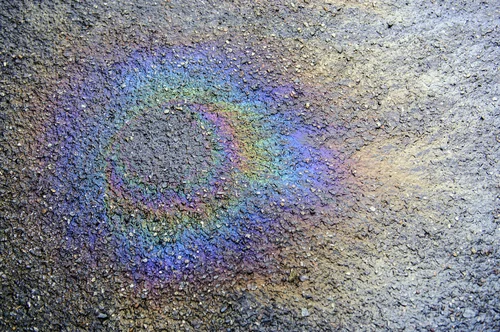 Oil stain on a paved surface