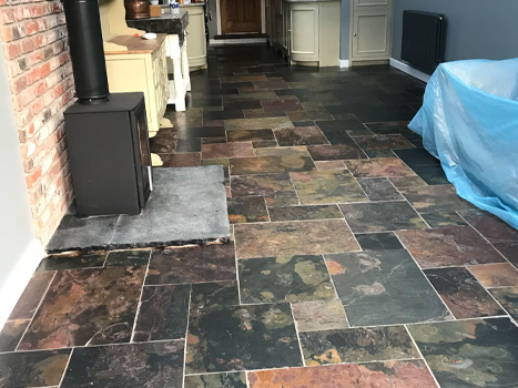 kitchen floor tile after being cleaned