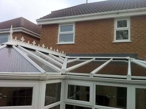 Conservatory roof after being cleaned