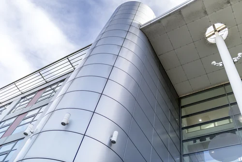 Exterior cladding on a modern commercial building