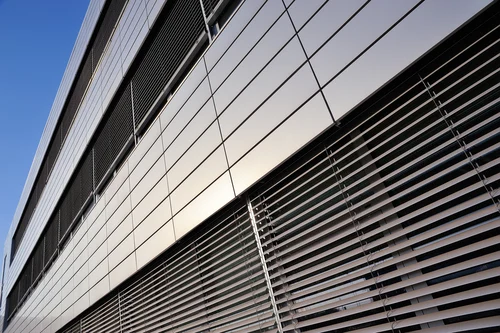 Exterior cladding on a modern commercial building