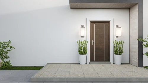 Modern rendered house exterior