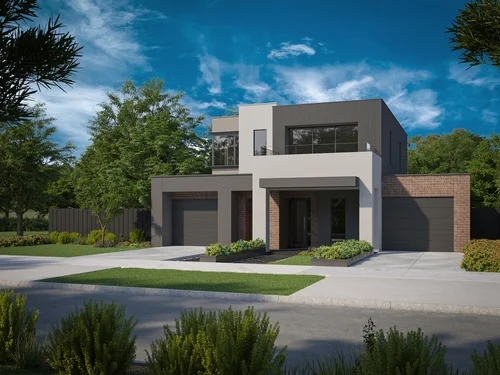 Modern rendered house exterior
