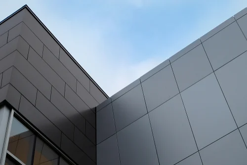 Exterior cladding on a modern commercial building