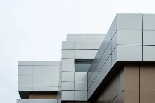 Exterior cladding on a modern commercial building