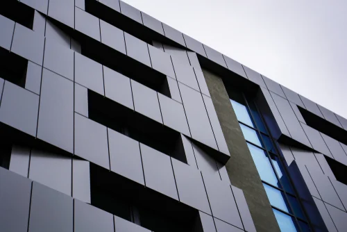 Exterior cladding on a modern commercial building