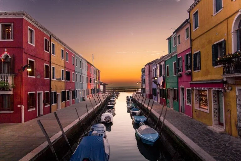 Colourful houses beside a canal