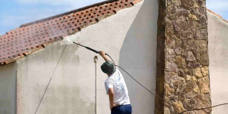 Washing a rendered exterior wall