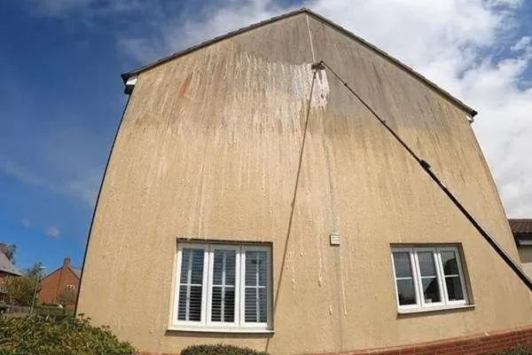 Stained render on the exterior of a house