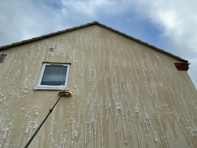 Stained render on the exterior of a house
