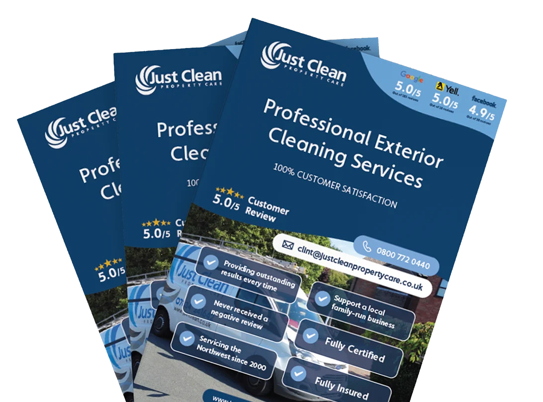 Just Clean Property Care exterior cleaning brochures