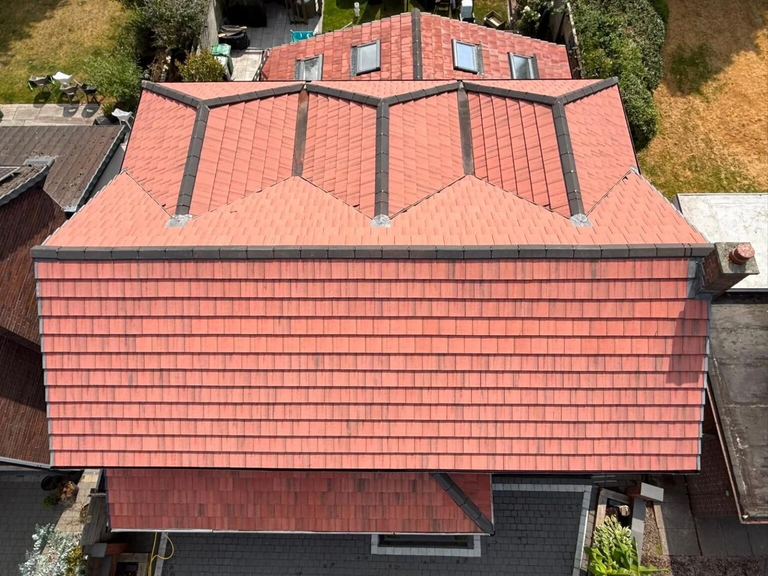 Red tiled roof after cleaning at the Culcheth property
