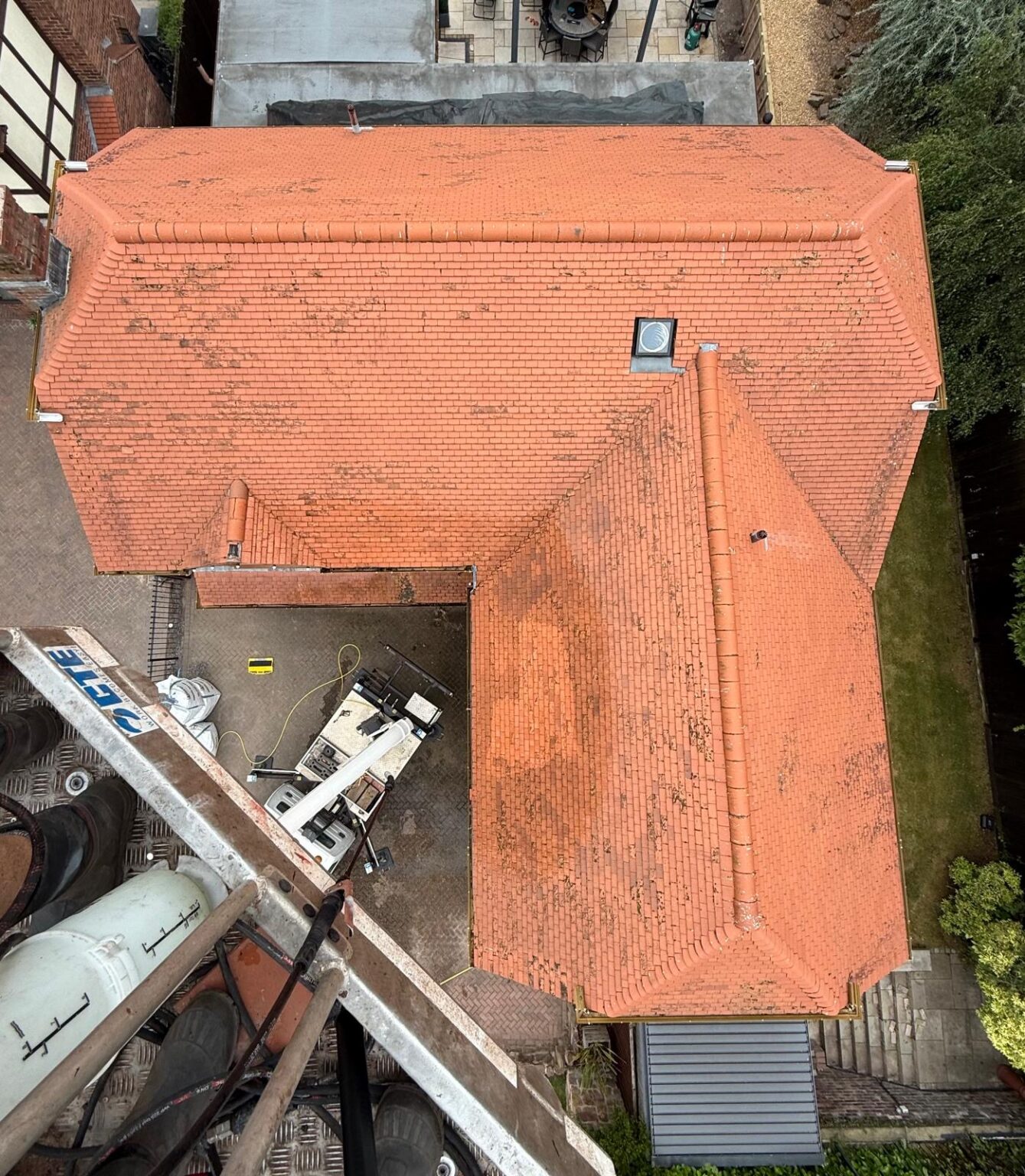 Roof cleaning test area on the St Helens project