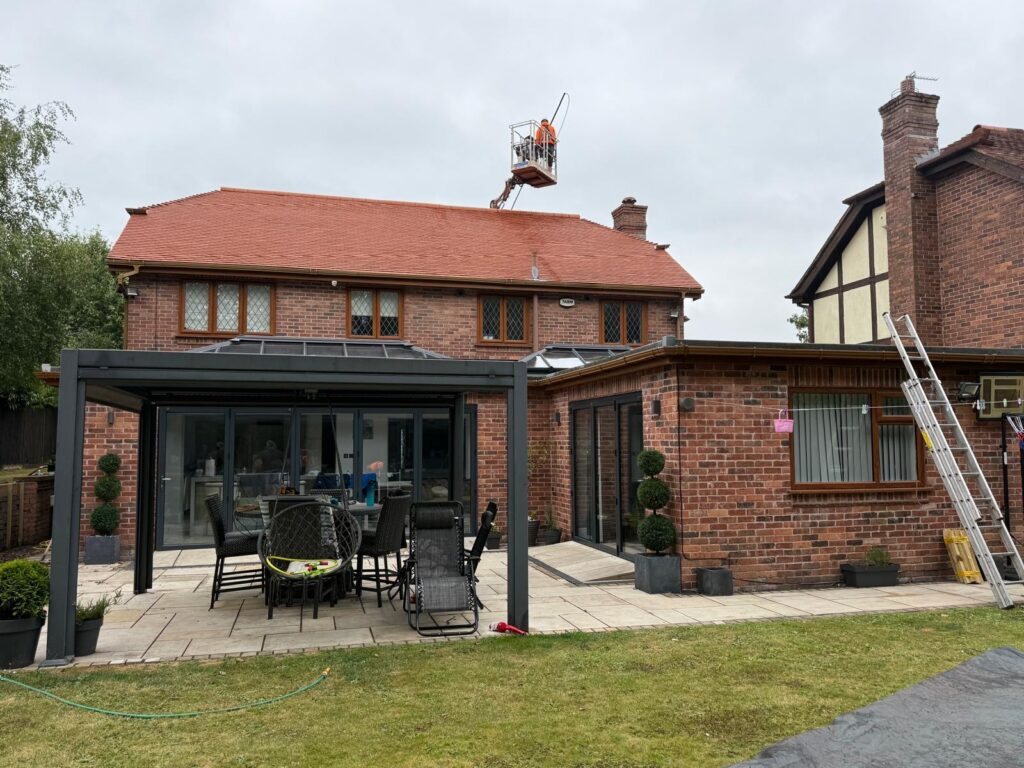 Rear of the St Helens property after roof cleaning