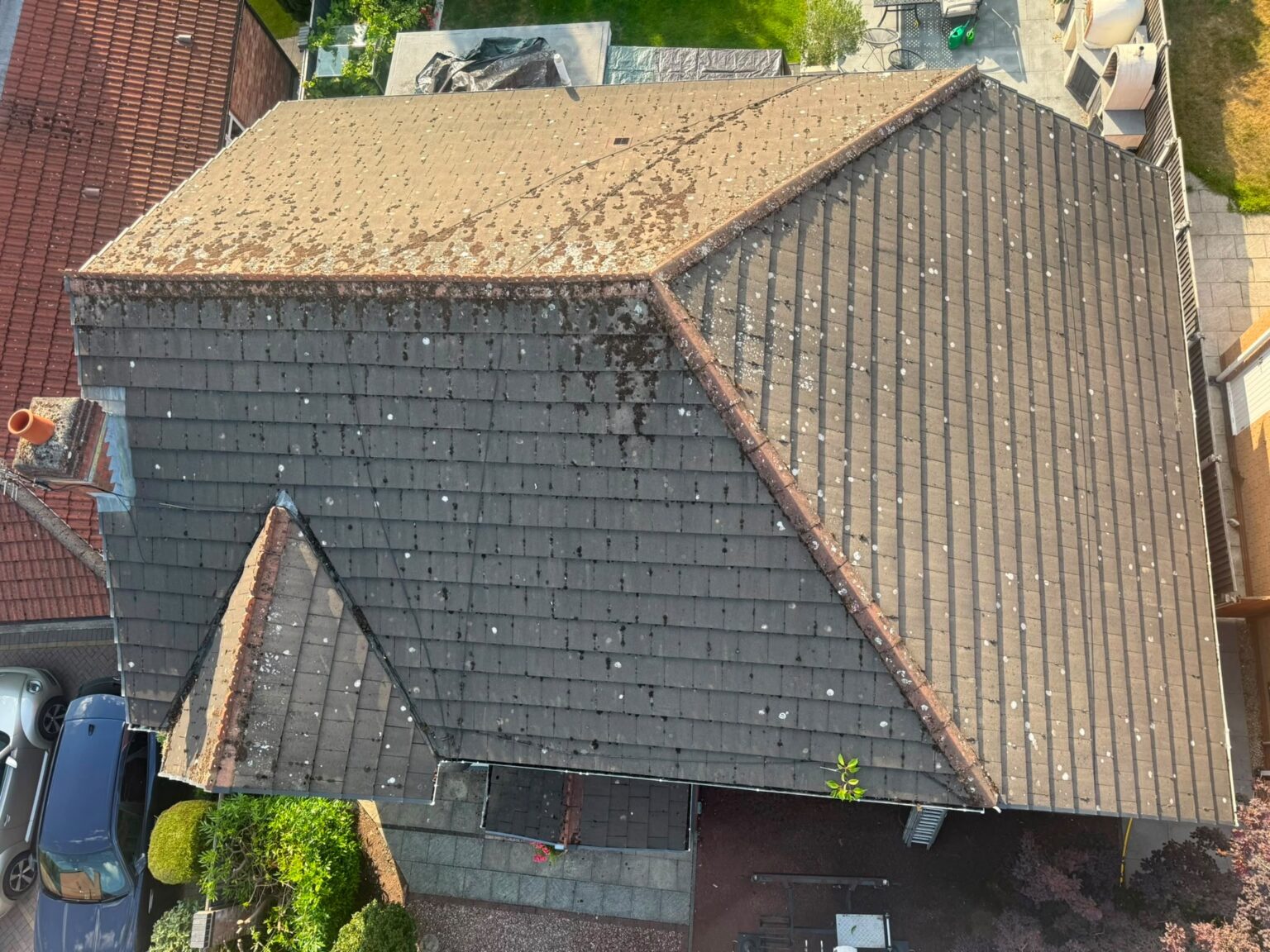 Roof before cleaning on the St Helens project