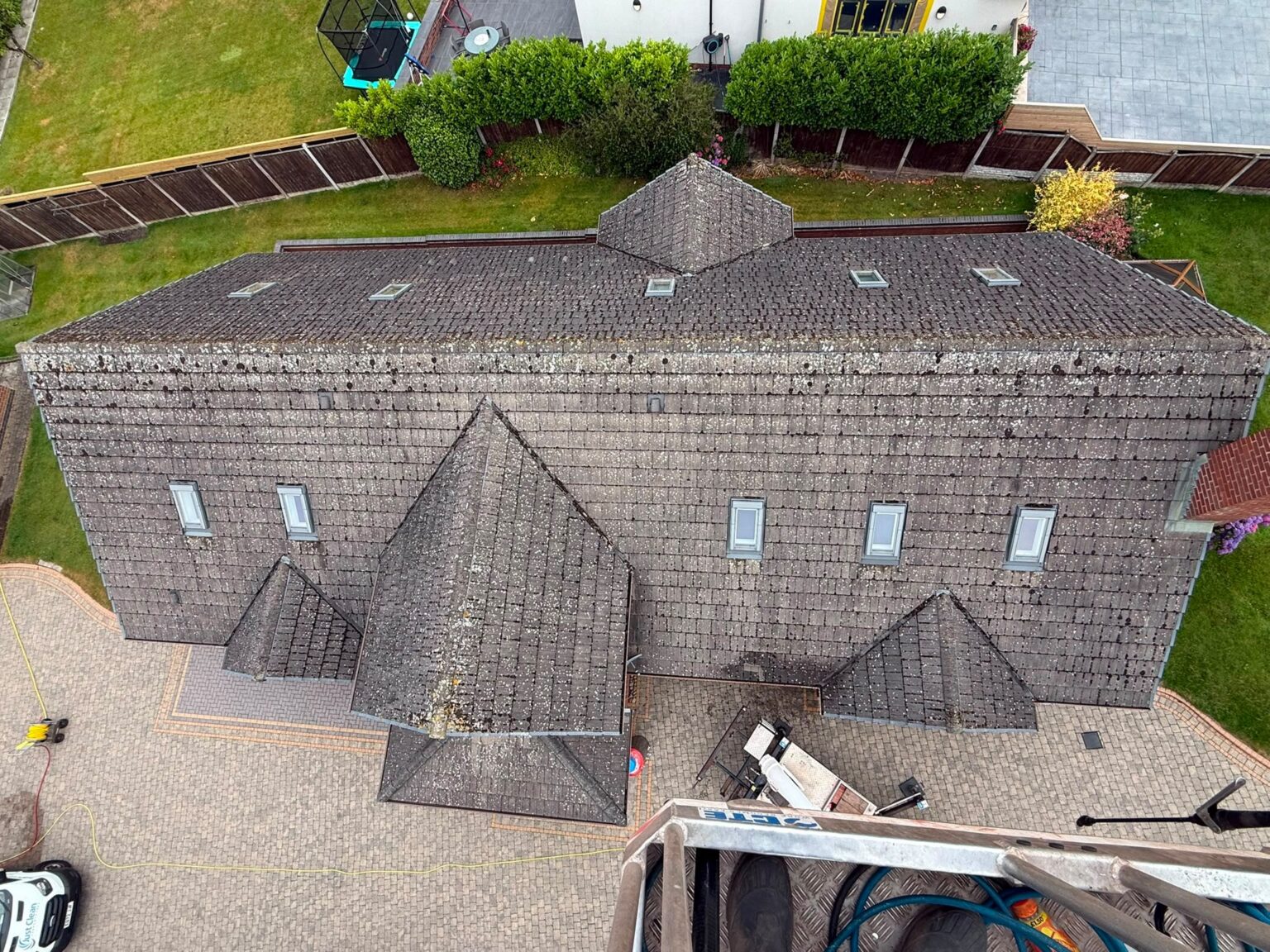 Roof before cleaning on the documented Warrington project