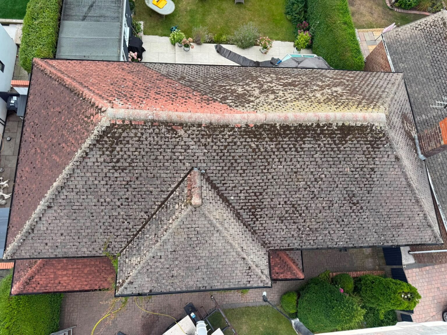 Roof before cleaning on the Appleton project