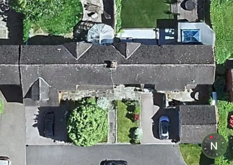 Roofs before cleaning on the Lymm project
