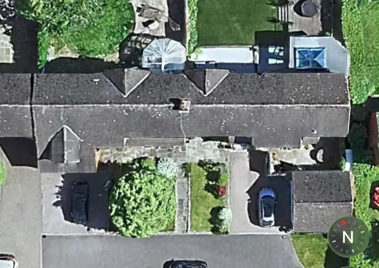Roofs before cleaning on the Lymm project